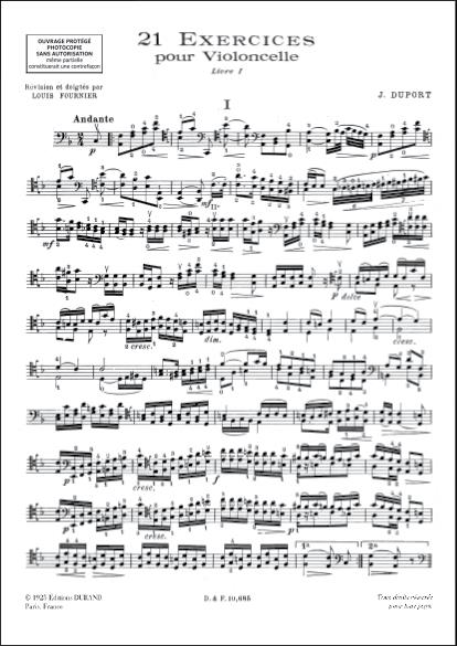 Vingt Et Un (21) Exercices Vol 1 Violoncelle
